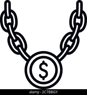 Symbol für eine Halskette mit Dollarmünzen. Outline Dollar Münze Halskette Vektor-Symbol für Web-Design isoliert auf weißem Hintergrund Stock Vektor