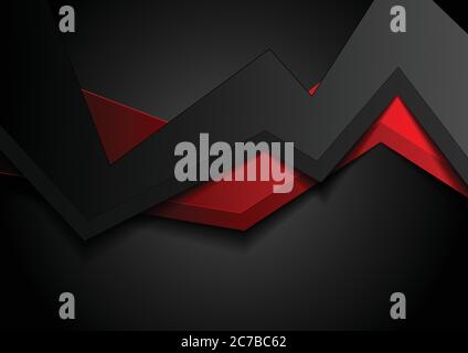 Schwarz und rot abstrakter 3d geometrischer Hintergrund. Vector Tech Design Stock Vektor