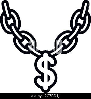 Symbol für die Halskette mit Dollarzeichen. Umriss Dollar Zeichen Halskette Vektor-Symbol für Web-Design isoliert auf weißem Hintergrund Stock Vektor