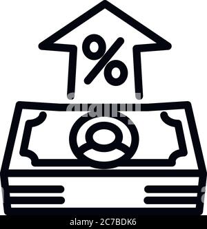 Symbol für Bargeldbetrag in Prozent. Umriss Prozent Cash Money Vektor-Symbol für Web-Design isoliert auf weißem Hintergrund Stock Vektor