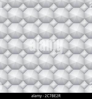 Nahtloses weiches weißes Vektor-3d-Muster. Geometrische Hexagone Piramiden Textur Stock Vektor