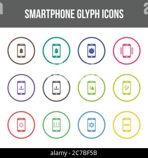 Einzigartiges Smartphone Vektor Glyphen Icon Set Stock Vektor
