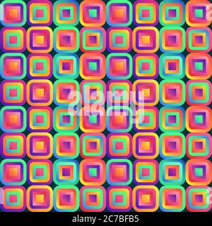 Lebendige Abstraktion mit bunten Würfeln in nahtlosen Muster des Hintergrunds angeordnet Stock Vektor