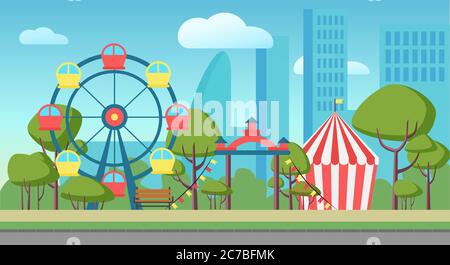 Eine Vektordarstellung eines öffentlichen Vergnügungsparks Stock Vektor