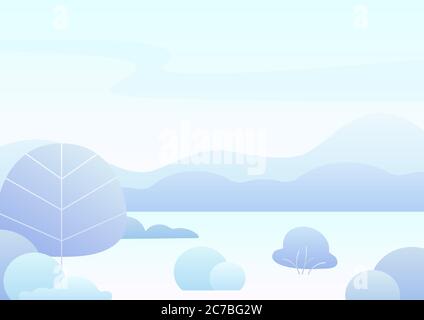 Fantasy einfache Cartoon Winterlandschaft, moderne Gradienten Natur Vektor Illustration Stock Vektor