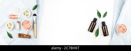 Banner aus Set von hausgemachten Kosmetika. Stockfoto