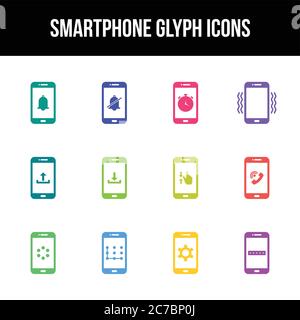 Einzigartiges Smartphone Vektor Glyphen Icon Set Stock Vektor