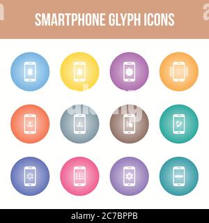 Einzigartiges Smartphone Vektor Glyphen Icon Set Stock Vektor