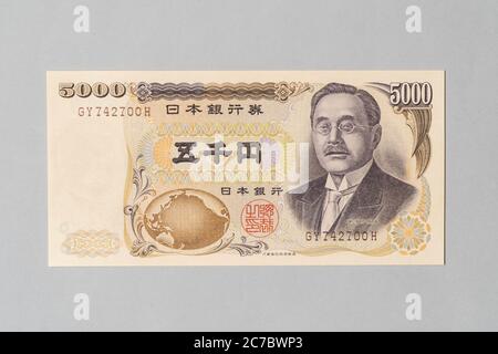 Japanische Banknote 5000 Yen, Privatsammlung Stockfoto