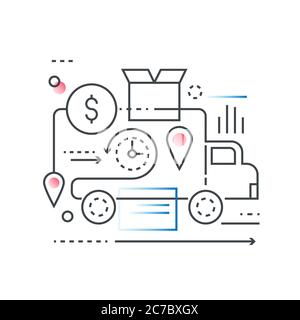 Trendige Gradientenlinie Logistik und Transport, Lager-Center, Warenlieferkonzept Stock Vektor