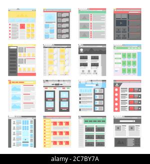 Vektor einfache flache Website Design-Vorlagen Icons gesetzt Stock Vektor