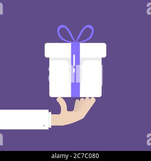 Hand halten weißen Geschenkbox Spende Stock Vektor