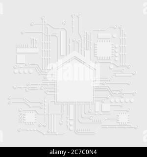 Microchip White House-Symbol. Home Automation Vektor Illustration Konzept Stock Vektor