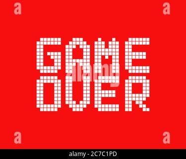 White Spiel über Logo in Pixel Art Stil Stock Vektor