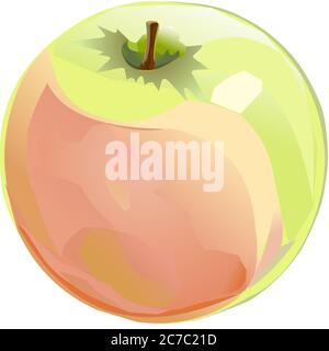 Der Apfel ist grün. Obst im Garten. Ausgereift. Vektordarstellung isoliertes Objekt. Nahaufnahme eines großen Apfels. Flacher Style. Stock Vektor