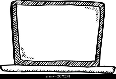 Cartoon-Stil Doodle von Notebook - Schwarz und Weiß auf transparentem Hintergrund. Handgezeichnete Vektorgrafik. Stock Vektor