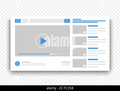 Browser-Video-Player-Fenster. Online-Film auf Website Konzept Vektor Illustration Stock Vektor