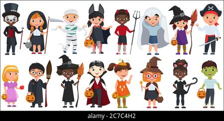 Niedliche Halloween kleine Kinder Set Vektor Illustration Stock Vektor