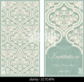 Set aus Grußkarte, Einladung und Werbebanner, Broschüre mit Platz für Text. Vintage-Einladung. Visitenkarte. Von Hand gezeichnet. Vektor Stock Vektor