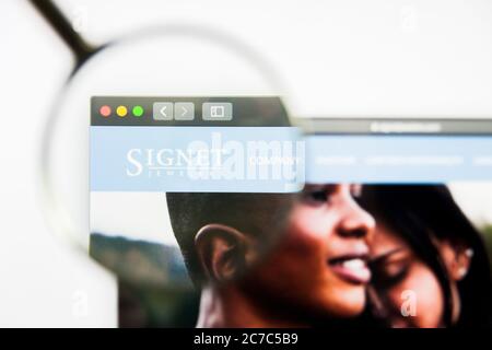 Los Angeles, Kalifornien, USA - 8. April 2019: Illustrative Editorial der Signet Jewelers Website Homepage. Signet Jewelers Logo sichtbar auf dem Display Stockfoto