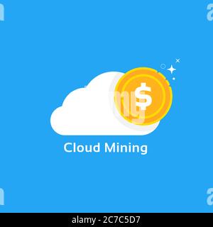 Cloud Mining Logo wie Kryptowährung Gewinn Stock Vektor