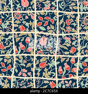 Nahtlose abstrakte bunte Patchwork-Muster aus Blumen im Folk-Stil. Vintage-Deko-Elemente. Handgezeichneter Hintergrund in Retro-Farben. Vektor Stock Vektor