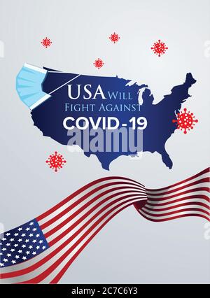 USA inspirierendes positives Zitat über die neue Coronavirus-Covid-19-Pandemie. Vorlage für Hintergrund, Banner, Poster mit Texteinschrift. Illustratio Stock Vektor