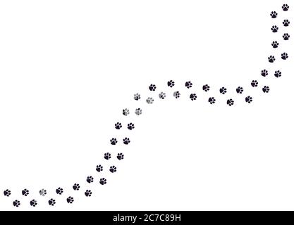 Fußpfad. Katze, Hund oder Welpe Pfote Fußabdrücke, Tiere Fußweg Trail Silhouette, Säugetiere Wandern Pfote Track Vektor Illustration Stock Vektor