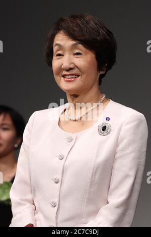 Yokohama, Japan. Juli 2020. Yokohama Bürgermeister Fumiko Hayashi nimmt an der Eröffnungsfeier der Yokohama Triennale in Yokohama, einem Vorort von Tokio, am Donnerstag, dem 16. Juli 2020 Teil. Rund 60 zeitgenössische Künstler werden ihre Kunst und Installationen im Yokohama Museum of Art und anderen Einrichtungen in Yokohama vom 17. Juli bis 11. Oktober ausstellen. Quelle: Yoshio Tsunoda/AFLO/Alamy Live News Stockfoto