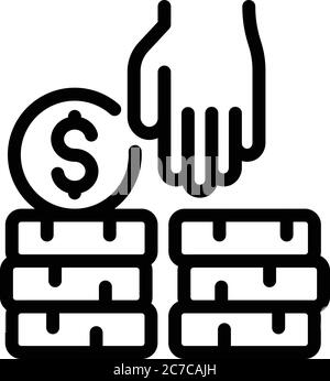 Nehmen Sie Krisengeld Münze Symbol, skizzieren Stil Stock Vektor
