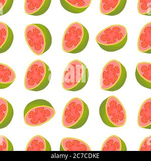 Illustration zum Thema große farbige nahtlose Guava, helles Fruchtmuster für die Dichtung. Fruchtmuster, das aus einem schönen, nahtlosen, wiederholten Guava besteht. Einfach c Stock Vektor