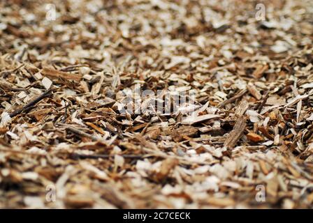 Eine Nahaufnahme von braunen Holzspäne Stockfoto