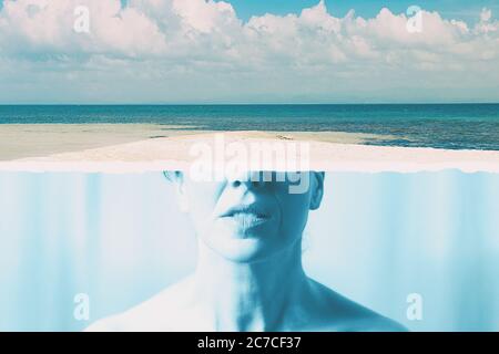 Denken Sie an Strandurlaub Stockfoto