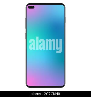 Neue Generation Version von schwarzen schlanken realistischen No Frame Smartphone mit Gradient Mesh-Bildschirm Tapeter Vektor-Illustration Stock Vektor