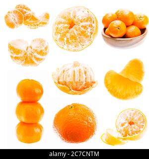 Mandarin Orange Früchte Isoliert Auf Weißem Hintergrund. Gesunde Ernährung. Mandarinen enthalten EINEN hohen Gehalt an Vitamin C Stockfoto