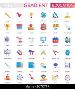 Vektor-Set von trendigen flachen Gradienten Bildung Symbole Stock Vektor