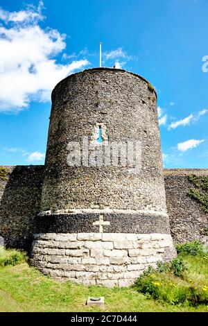 Canterbury Castle & Town Walls in der englischen mittelalterlichen Domstadt Canterbury in Kent, England, Großbritannien Stockfoto