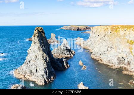 Die berühmten Orte der Insel Belle Ile en Mer, Nadeln von Port-Coton und die Klippen Stockfoto