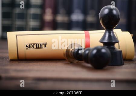 Notar Dichtungen, beglaubigte Dokument Konzept, geheime Akten, geheime Dokumente. Stockfoto