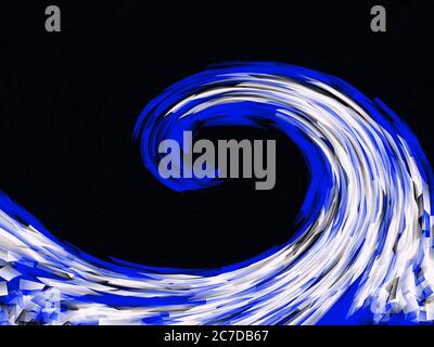 Blau und weiß markierte Wellenmuster digitale Grafik auf einzigartige Textur Rahmen. Stockfoto