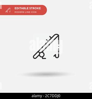 Einfaches Vektorsymbol Angelrute. Illustration Symbol Design Vorlage für Web mobile UI Element. Perfekte Farbe modernes Piktogramm auf bearbeitbaren Strich. Fisch Stock Vektor