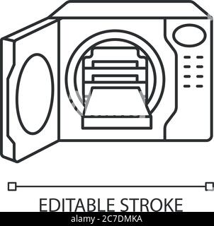 Dampf Autoklav Pixel Perfect Linear Symbol. Sterilisationsgeräte dünne Linie anpassbare Abbildung. Kontursymbol. Dekontaminationsmaschine. Vecto Stock Vektor