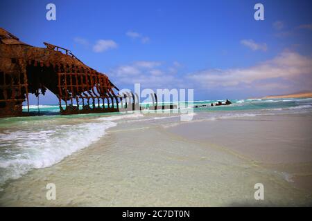 Schiffswrack auf der Insel Boavista, Kap Verde Stockfoto