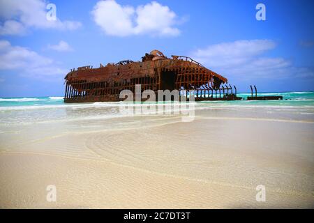 Schiffswrack auf der Insel Boavista, Kap Verde Stockfoto