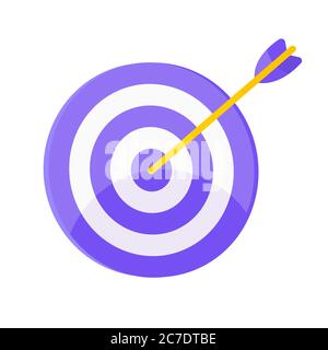 Zielsymbol mit Pfeil im Bullseye mit Schatten darauf. Stock Vektor
