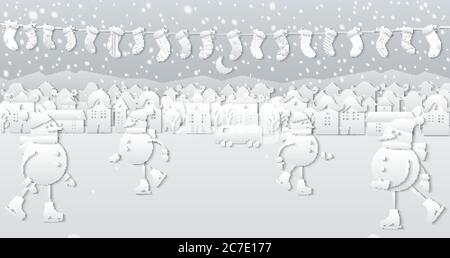 Vektor Cartoon Winter Stadt Stock Vektor
