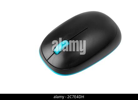 Drahtlose Computer-Maus isoliert auf weißem Hintergrund Stockfoto