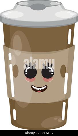 Cartoon-Symbol eines glücklichen Papier-Kaffeetasse - Vektor Stock Vektor