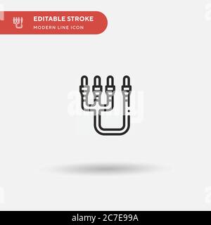 Einfaches Vektorsymbol für RCA-Kabel. Illustration Symbol Design Vorlage für Web mobile UI Element. Perfekte Farbe modernes Piktogramm auf bearbeitbaren Strich. Rca Ca. Stock Vektor