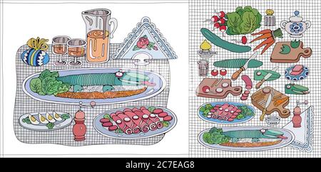 Home Kochen Stillleben Vektor-Illustration Stock Vektor